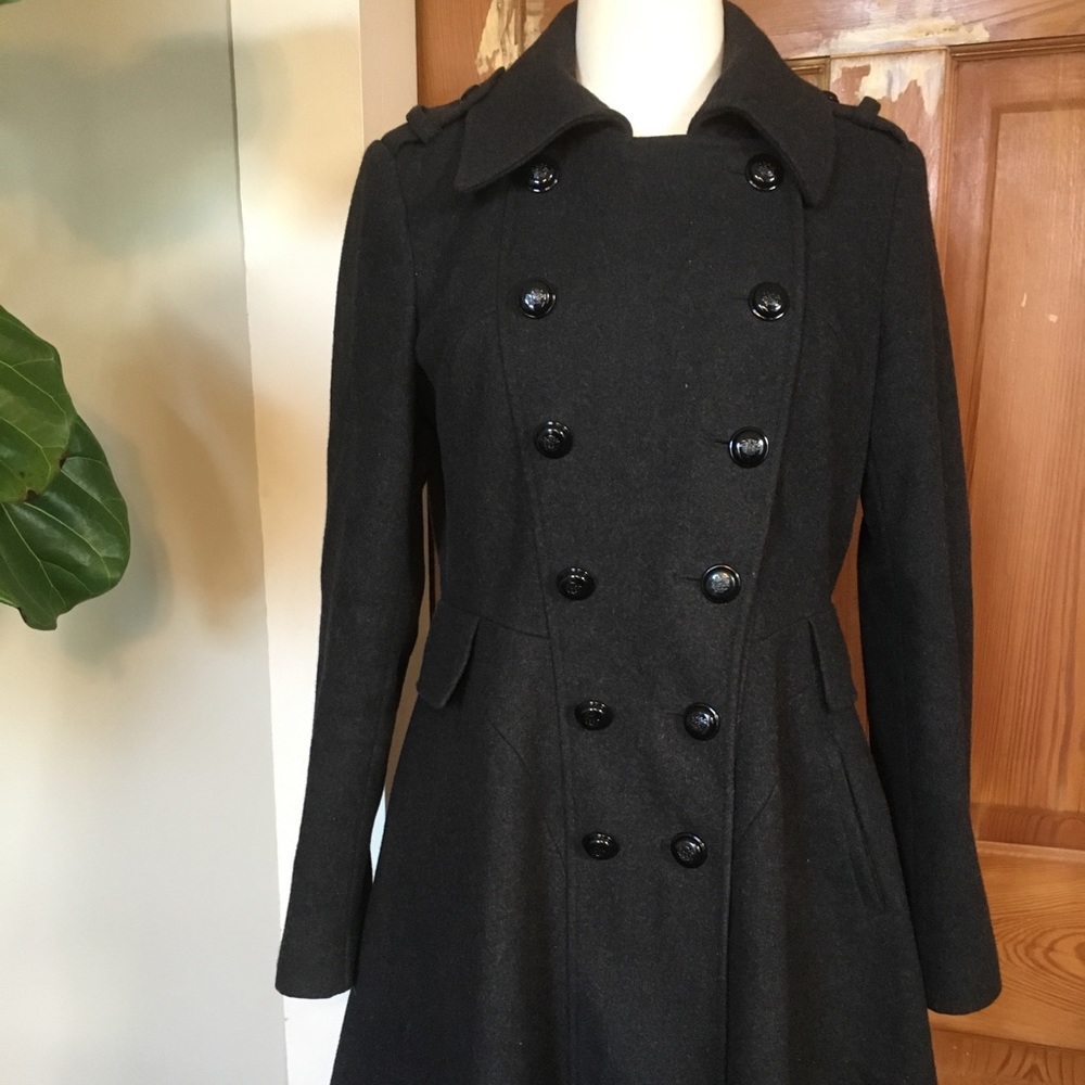 Via Spiga gray double breasted military coat 6